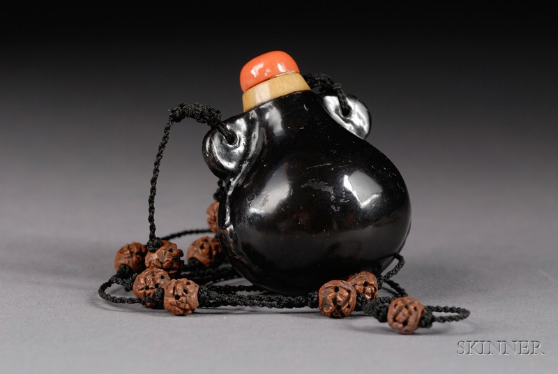 Appraisal: Lacquered Gourd Snuff Bottle China th century coral top lg