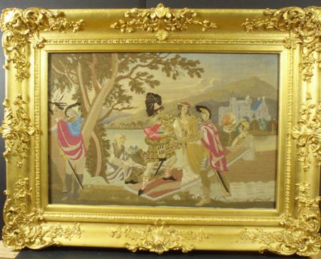 Appraisal: A large early th century Romantic School silkwork picture After