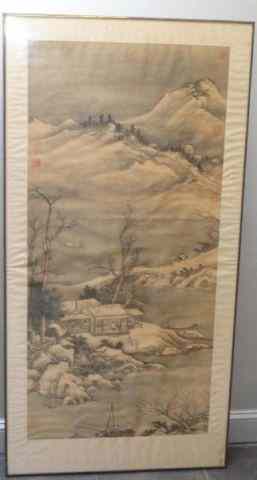 Appraisal: Framed Signed and Stamped Asian Scroll Signed and with multiple