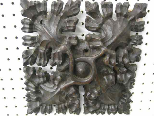 Appraisal: Carved Wooden Architectural Piece '' square th century