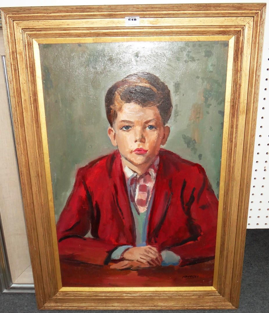 Appraisal: Philip Naviasky - Portrait of a boy in school uniform