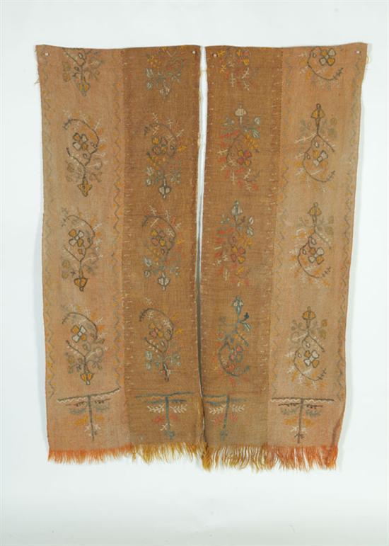 Appraisal: PAIR OF EMBROIDERED PANELS American or European th century wool