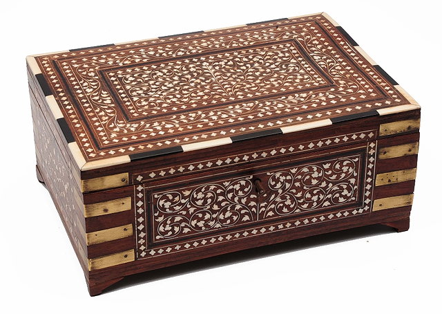 Appraisal: An Anglo-Indian Hoshiarpur bone-inlaid dresser hardwood box th century height