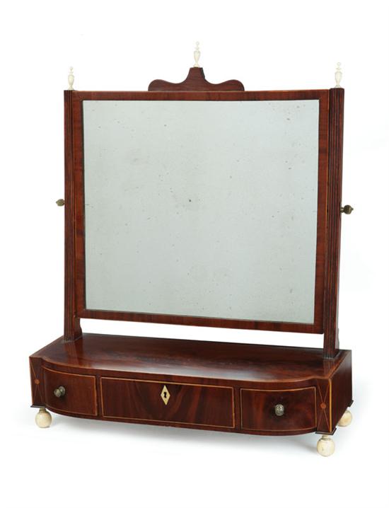 Appraisal: GEORGE III SHAVING MIRROR England early th century mahogany and