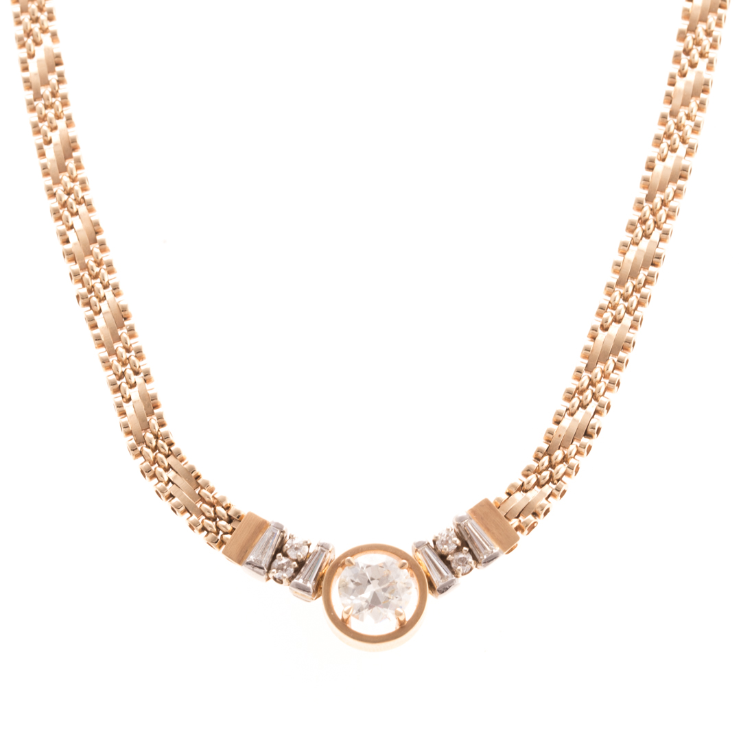 Appraisal: A Lady's K Diamond Solitaire Necklace K yellow gold necklace