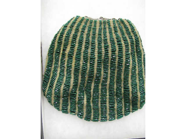 Appraisal: Green Beaded Evening Bag drawstring style