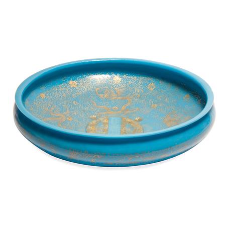 Appraisal: Chinese Gilt Turquoise Glass Bowl Estimate -