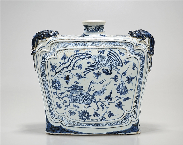 Appraisal: Chinese blue and white porcelain vase chilongs to shouder corners