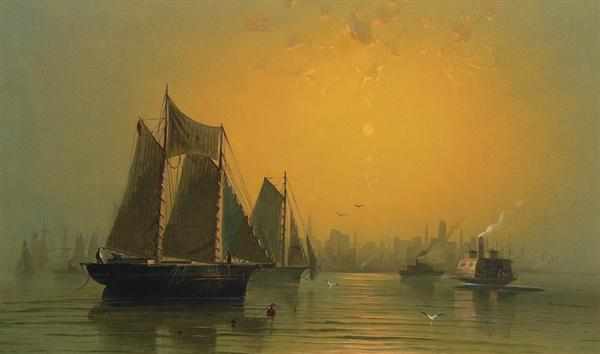 Appraisal: ANDREW MELROSE American - ''Morning in New York Harbor'' oil