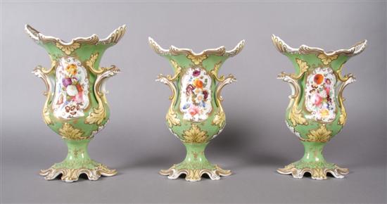 Appraisal: A Three Piece Porcelain Garniture Set probably Rockingham Height of