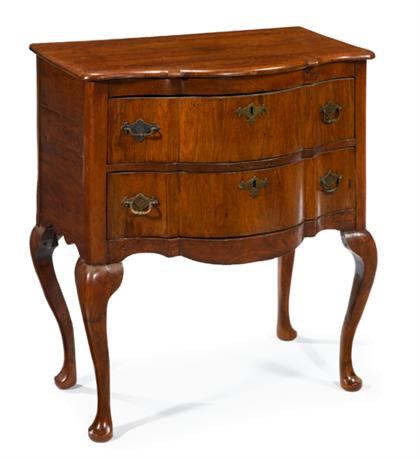 Appraisal: Dutch walnut commode late th century The shaped rectangular top