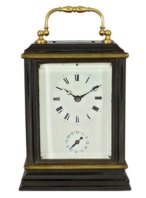 Appraisal: A late th Century carriage clock in an ebonised brass