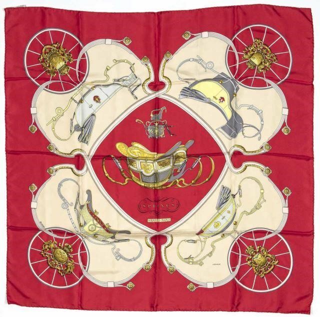 Appraisal: Hermes silk twill scarf Springs pattern original design by Philippe