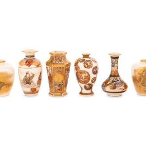 Appraisal: Six Small Satsuma Vases TH CENTURY comprising a pair of