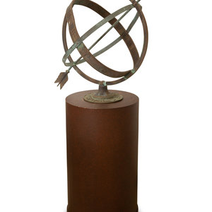 Appraisal: A Cast Metal Armillary Sphere th th Century Height x