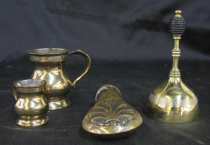 Appraisal: Interesting Four-Piece Collection of English Brass including a brass-mounted copper