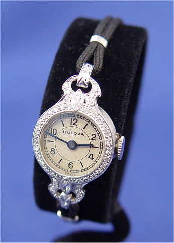 Appraisal: BULOVA PLATINUM AND DIAMOND DRESS WATCH Delicate diamond watch of