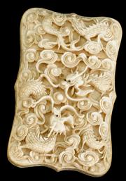 Appraisal: Chinese carved elephant ivory card case th century