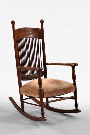 Appraisal: American Late Victorian Oak Rocking Chair ca with an arched