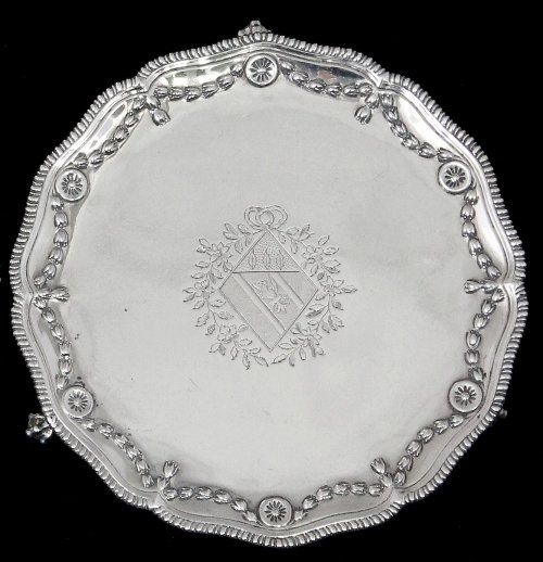 Appraisal: A George III silver card waiter Richard Rugg London with