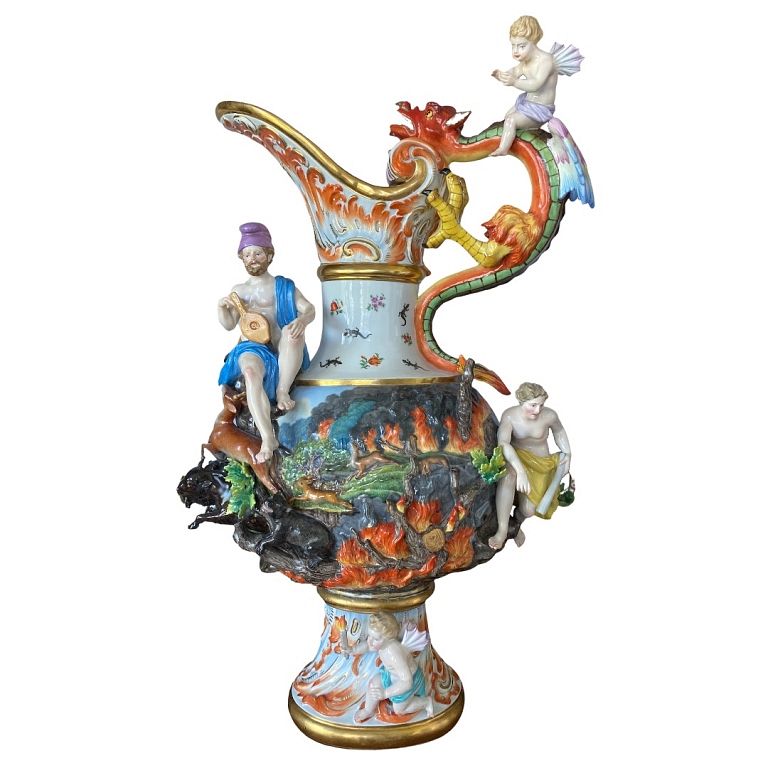 Appraisal: A MEISSEN PORCELAIN EWER EMBLEMATIC OF FIRE A MEISSEN PORCELAIN