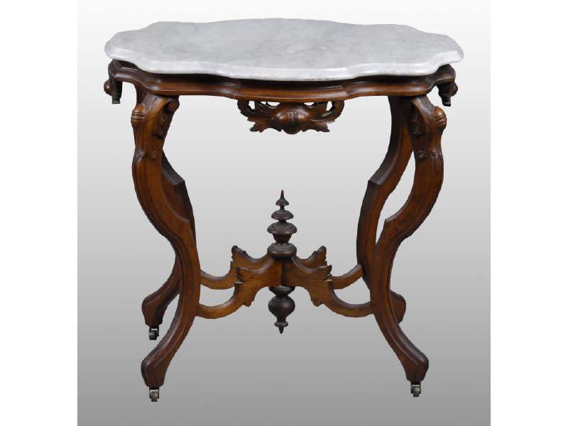 Appraisal: Victorian Marble Top Table Description Walnut Minor marble scratches Furniture