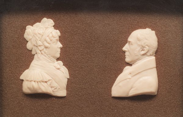 Appraisal: TH CENTURY DOUBLE WAX PORTRAITS x Mr and Mrs Procter