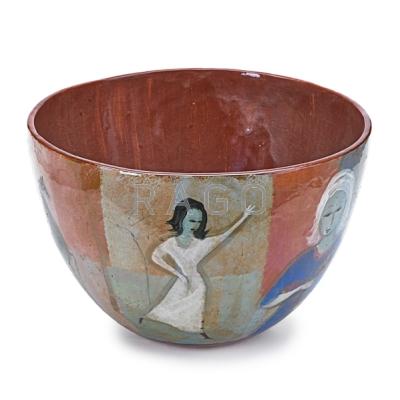 Appraisal: POLIA PILLIN - Rare massive glazed ceramic bowl A Flight