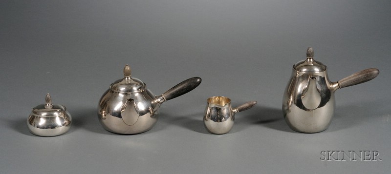 Appraisal: Georg Jensen Sterling Four-Piece Tea and Coffee Service post- no