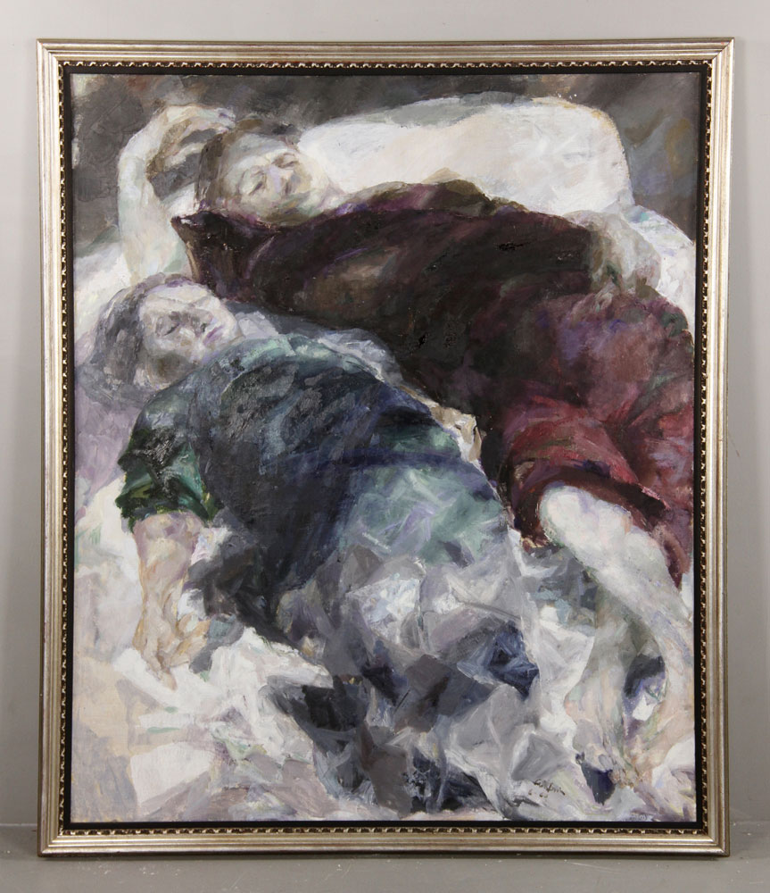 Appraisal: - Callabria Portrait of Sleeping Figures Painting Callabria portrait of