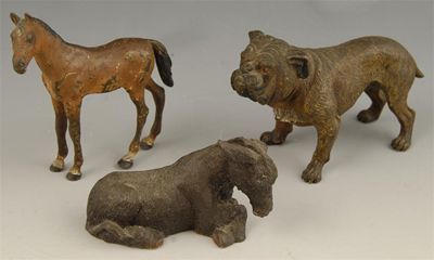 Appraisal: A cold painted bronze model of a standing bulldog in