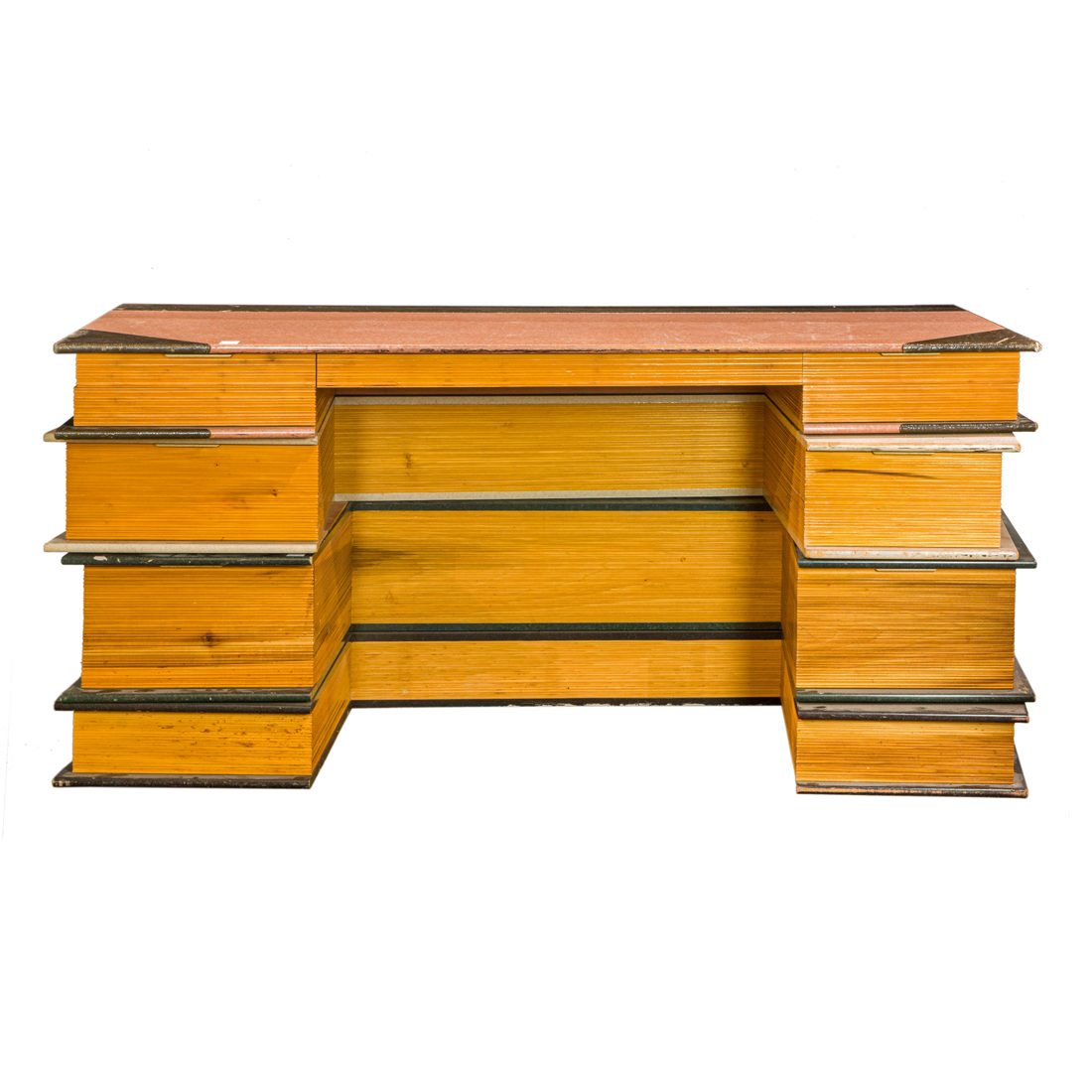 Appraisal: A CUSTOM STACKED BOOK FORM EXECUTIVE DESK OR CENTER TABLE