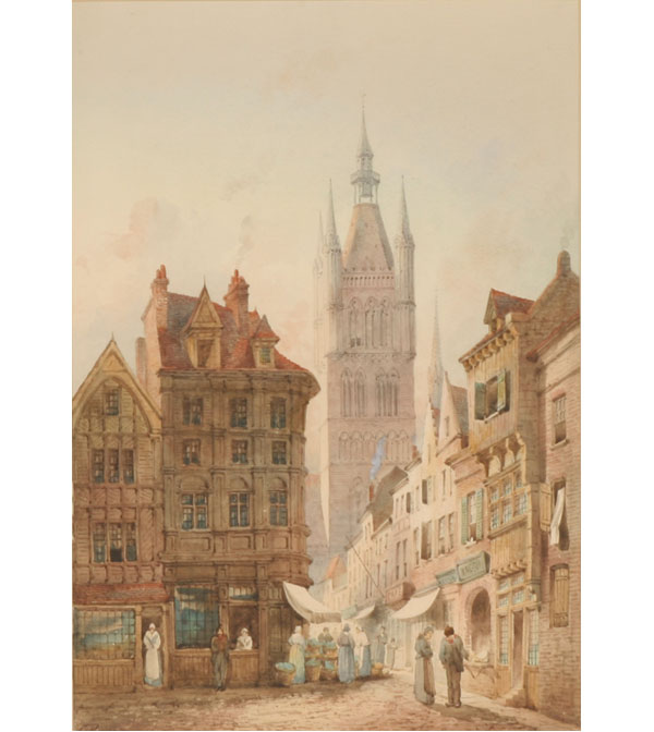 Appraisal: Charles Rousse British fl - Two European street scenes Watercolors