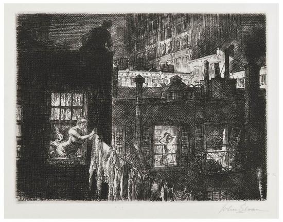 Appraisal: John Sloan - Night Windows M Etching signed in pencil