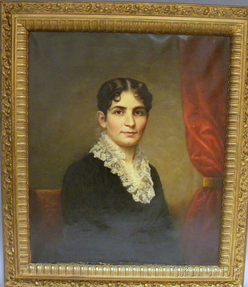 Appraisal: th Century American School Oil on Canvas Portrait of Mrs