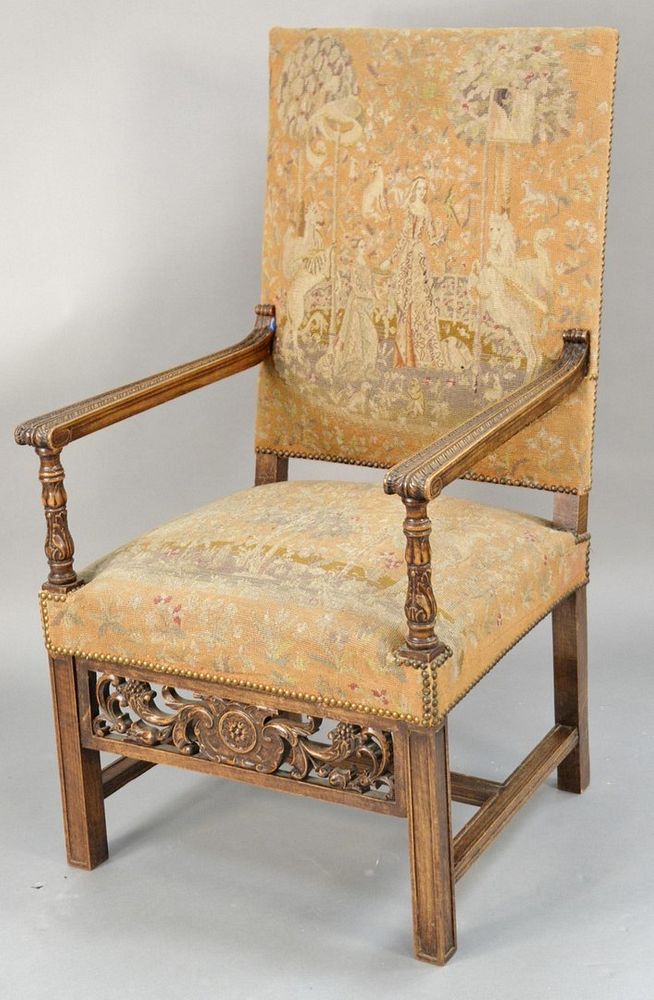 Appraisal: Continental style armchair with needle work and petit point upholstery