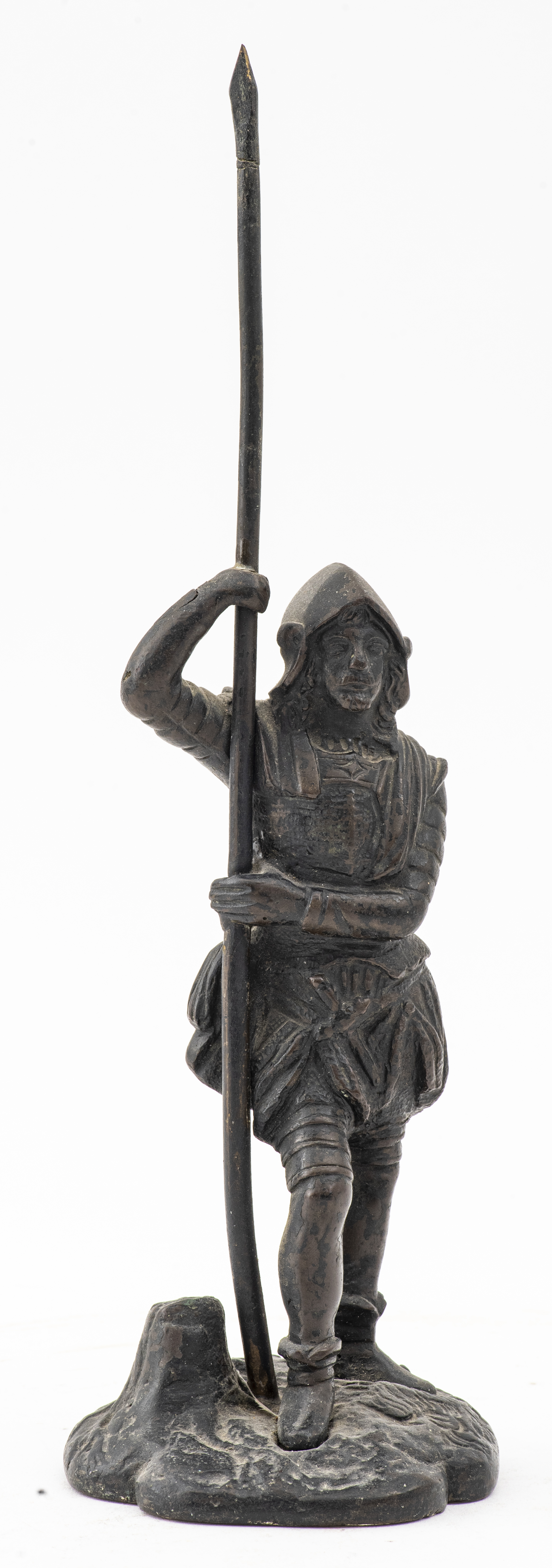 Appraisal: SPANISH CONQUISTADOR BRONZE SCULPTURE Bronze sculpture of a Spanish conquistador