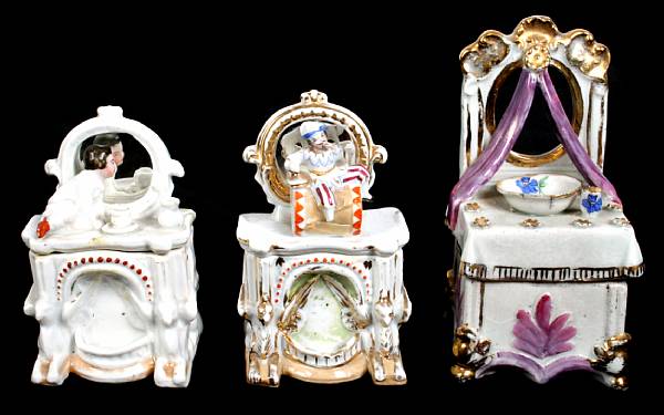 Appraisal: A group of six German porcelain dresser boxes height of