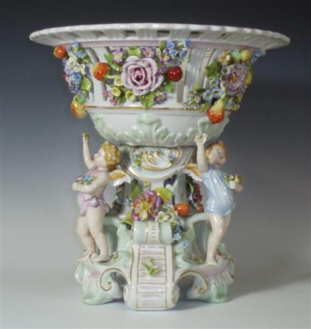 Appraisal: A th century porcelain footed basket By C G Schierholz