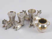 Appraisal: A three piece silver cruet the pepper and salt each