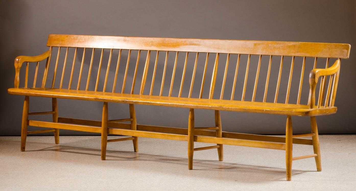 Appraisal: AN EXTRA LONG NEW ENGLAND COUNTRY MAPLE BENCH th century