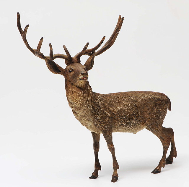 Appraisal: A COLD PAINTED BRONZE FIGURE of a standing red deer