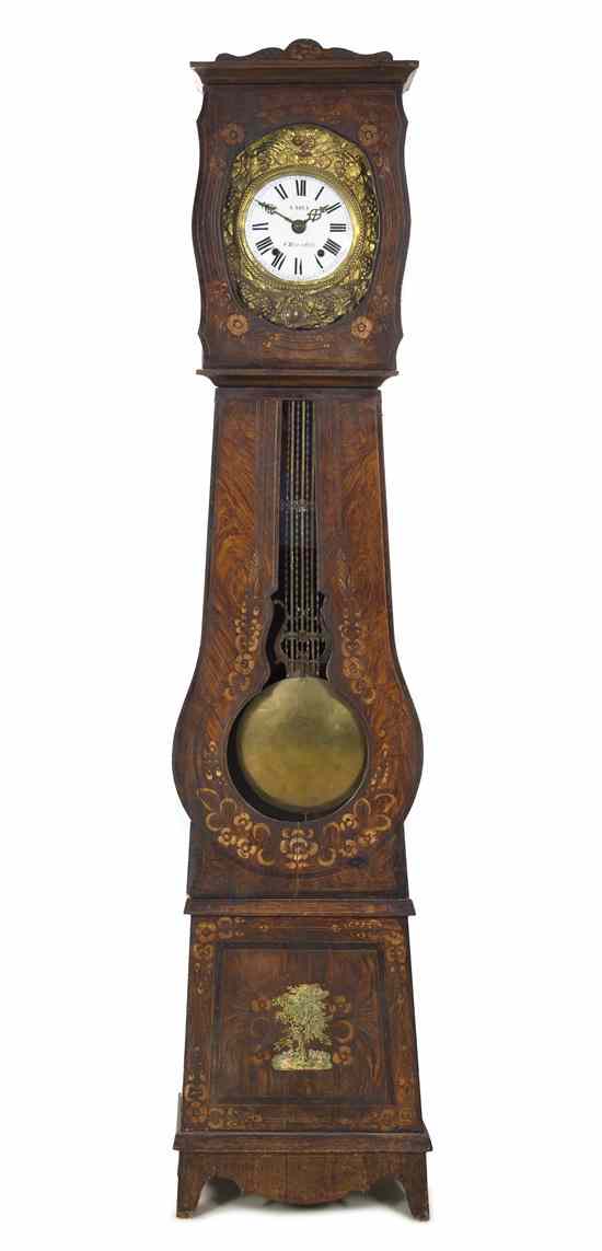 Appraisal: A French Provincial Painted Tall Case Clock early th century