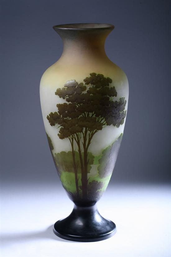 Appraisal: LARGE GALL CAMEO GLASS VASE Circa Gall signed in cameo