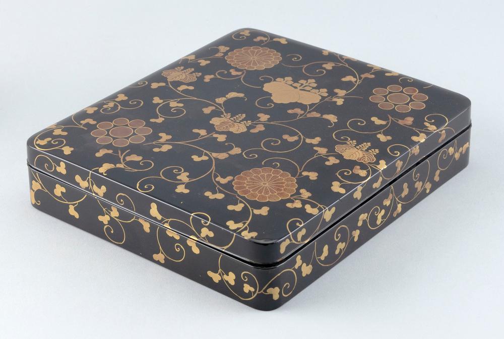 Appraisal: JAPANESE GOLD AND BLACK LACQUER SUZURIBAKO LATE MEIJI PERIOD HEIGHT