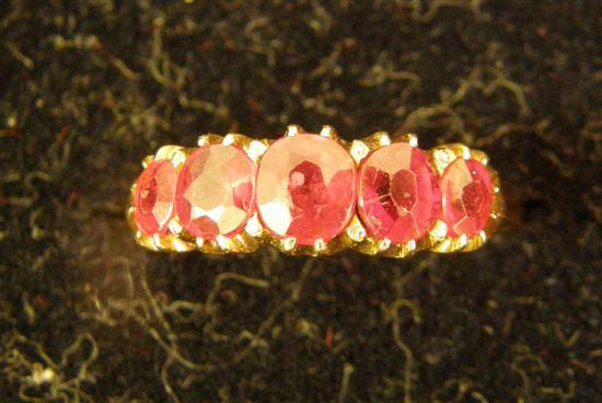 Appraisal: Five stone ruby cluster ring