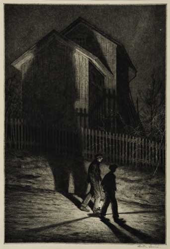 Appraisal: MARTIN LEWIS H'anted Drypoint x mm x inches full margins