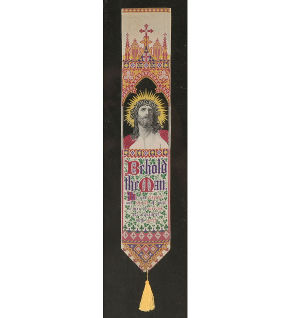 Appraisal: Three Stevengraph woven silk ribbons bookmarks with Christ various images