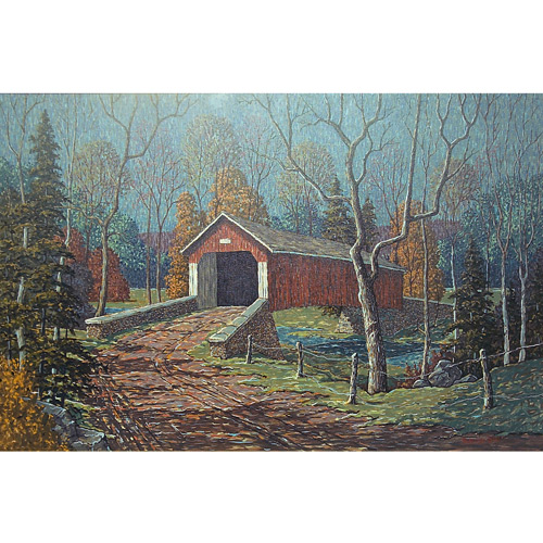 Appraisal: Vernon Wood American - Covered Bridge Bucks County oil on