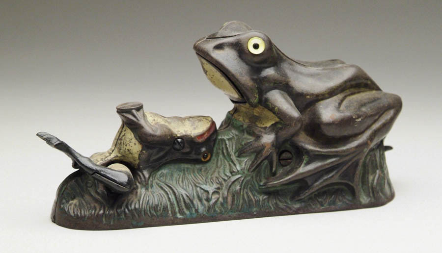 Appraisal: FROGS MECHANICAL BANK Place a coin on the small frog